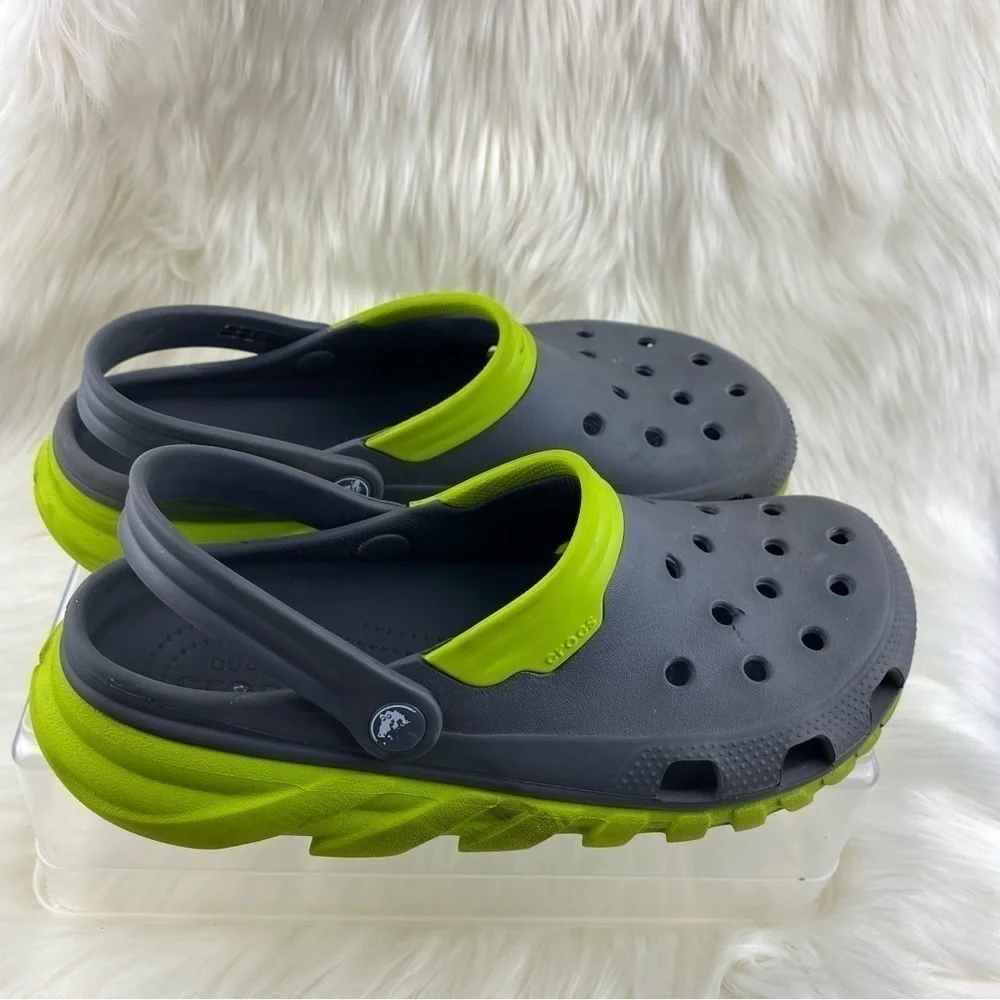 CROCS UNISEX GRAY-GREEN DUET MAX CLOG SHOES SIZE 10M 12W